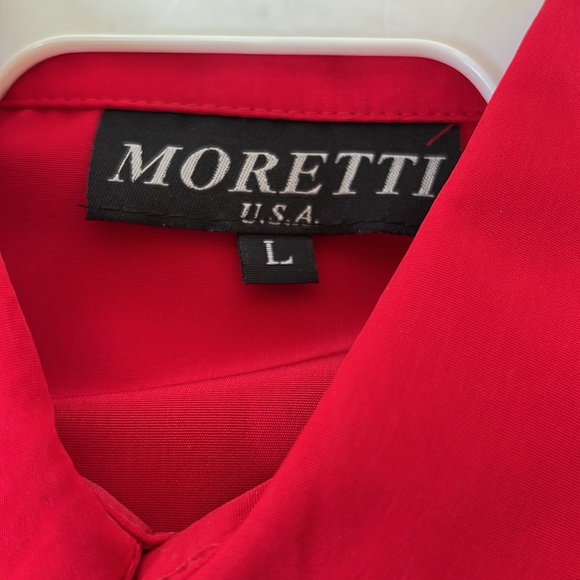 Sz L Moretti USA Guadalupe Red Short Sleeve Button Down Shirt NWOT - Picture 4 of 8